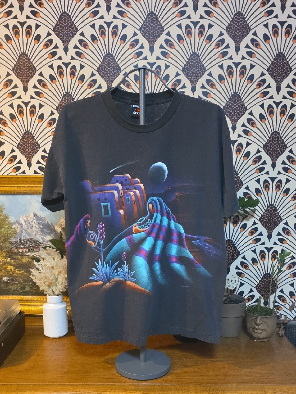 Early 90's Habitat Design Black Southwestern Desert Lake Havasu T-shit